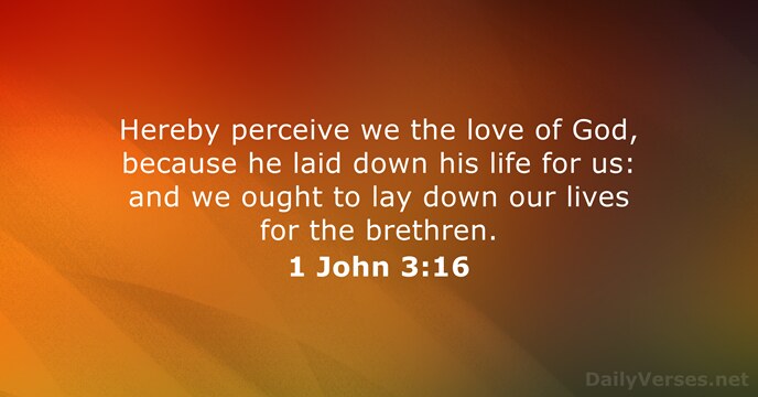 Hereby perceive we the love of God, because he laid down his… 1 John 3:16