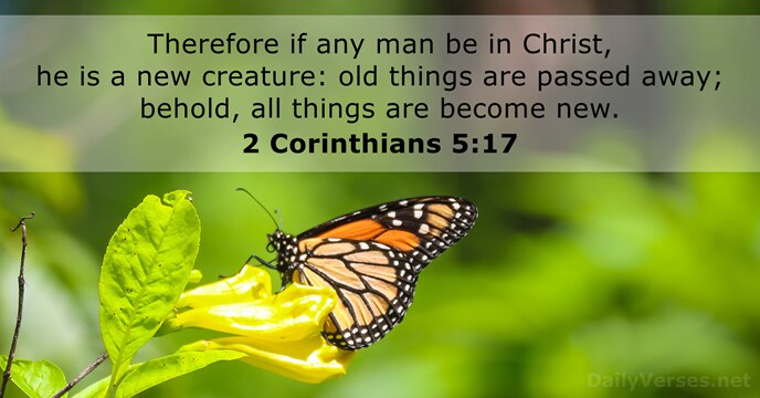 Therefore if any man be in Christ, he is a new creature:… 2 Corinthians 5:17
