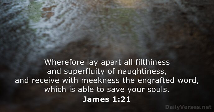 Wherefore lay apart all filthiness and superfluity of naughtiness, and receive with… James 1:21
