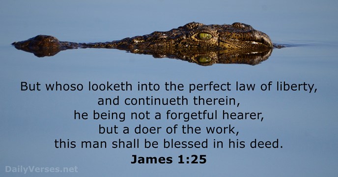 But whoso looketh into the perfect law of liberty, and continueth therein… James 1:25