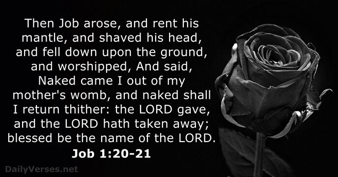 Then Job arose, and rent his mantle, and shaved his head, and… Job 1:20-21