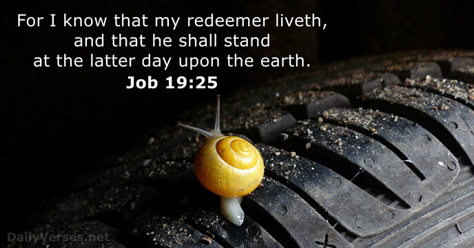 For I know that my redeemer liveth, and that he shall stand… Job 19:25
