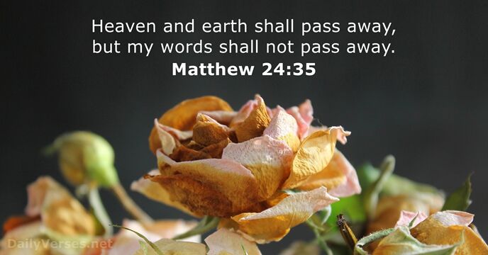 Heaven and earth shall pass away, but my words shall not pass away. Matthew 24:35