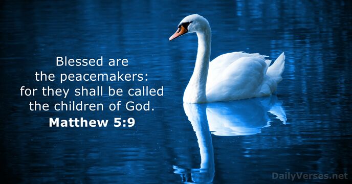 Blessed are the peacemakers: for they shall be called the children of God. Matthew 5:9