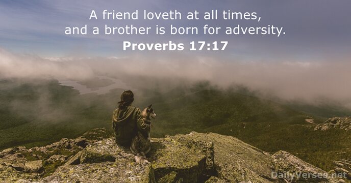 A friend loveth at all times, and a brother is born for adversity. Proverbs 17:17