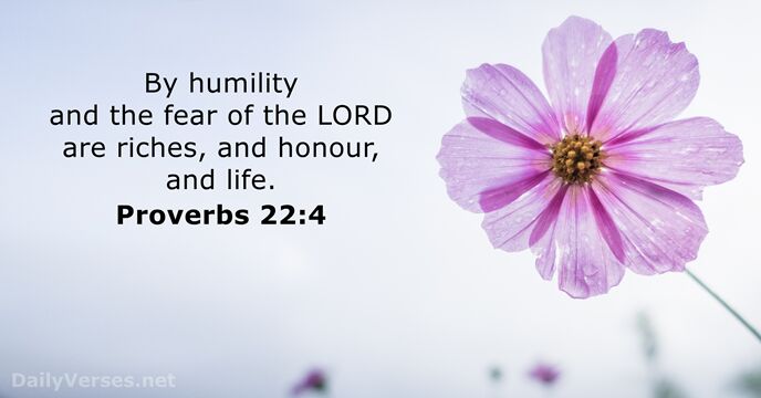 By humility and the fear of the LORD are riches, and honour, and life. Proverbs 22:4