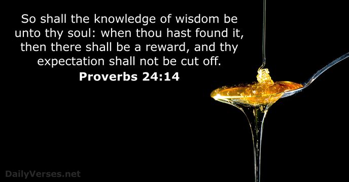 So shall the knowledge of wisdom be unto thy soul: when thou… Proverbs 24:14