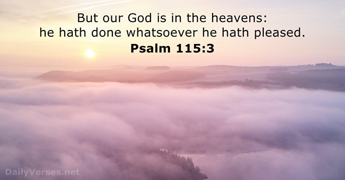 But our God is in the heavens: he hath done whatsoever he hath pleased. Psalm 115:3