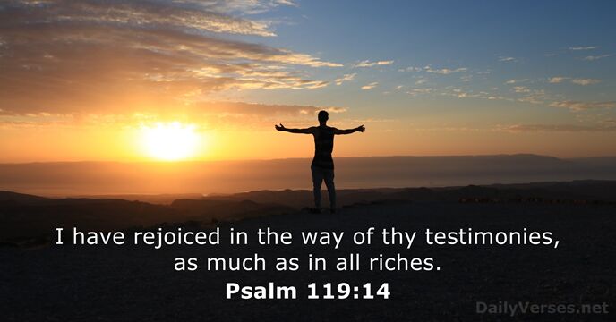 I have rejoiced in the way of thy testimonies, as much as… Psalm 119:14