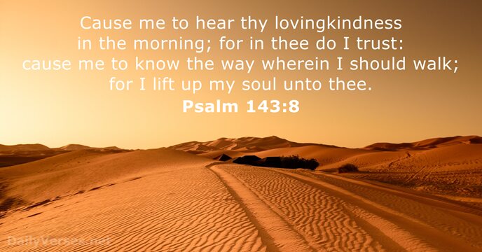 Cause me to hear thy lovingkindness in the morning; for in thee… Psalm 143:8