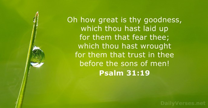 Oh how great is thy goodness, which thou hast laid up for… Psalm 31:19