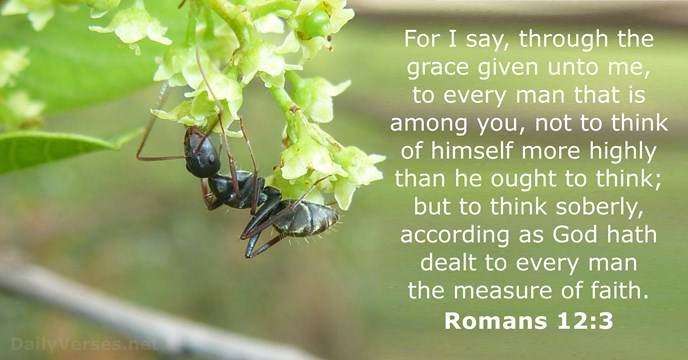 For I say, through the grace given unto me, to every man… Romans 12:3