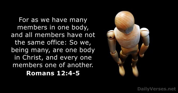For as we have many members in one body, and all members… Romans 12:4-5