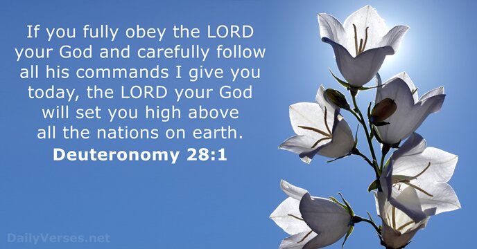 If you fully obey the LORD your God and carefully follow all… Deuteronomy 28:1
