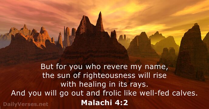 But for you who revere my name, the sun of righteousness will… Malachi 4:2