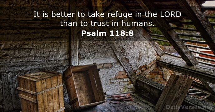 It is better to take refuge in the LORD than to trust in humans. Psalm 118:8
