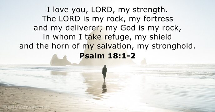 I love you, LORD, my strength. The LORD is my rock, my… Psalm 18:1-2