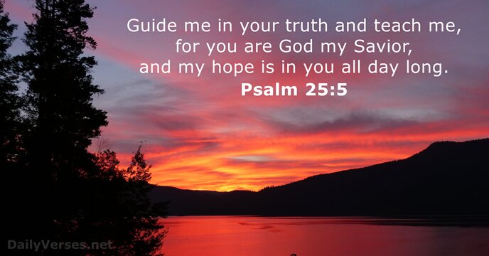 Guide me in your truth and teach me, for you are God… Psalm 25:5