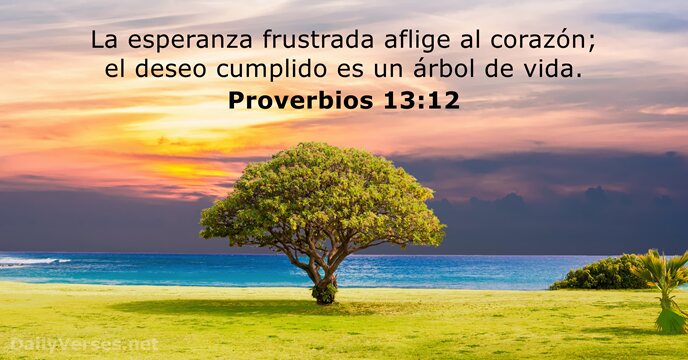 La esperanza frustrada aflige al corazón; el deseo cumplido es un árbol de vida. Proverbios 13:12