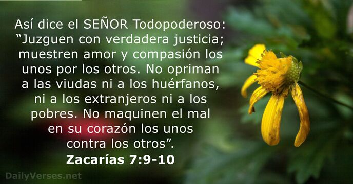 Así dice el SEÑOR Todopoderoso: “Juzguen con verdadera justicia; muestren amor y… Zacarías 7:9-10