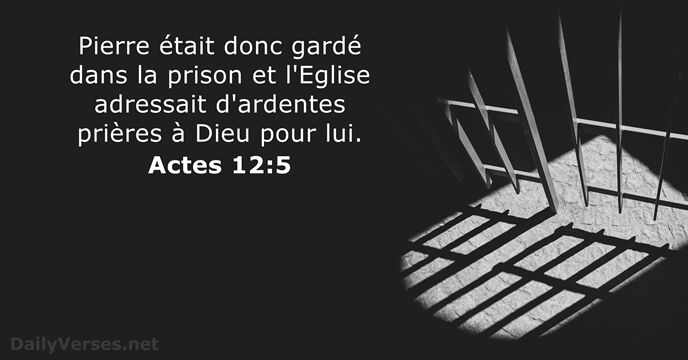 Pierre était donc gardé dans la prison et l'Eglise adressait d'ardentes prières… Actes 12:5