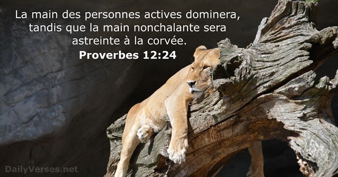 La main des personnes actives dominera, tandis que la main nonchalante sera… Proverbes 12:24