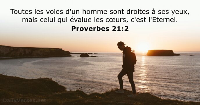 Toutes les voies d'un homme sont droites à ses yeux, mais celui… Proverbes 21:2