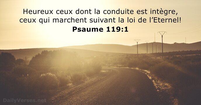 Heureux ceux dont la conduite est intègre, ceux qui marchent suivant la… Psaume 119:1