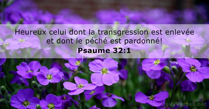 Heureux celui dont la transgression est enlevée et dont le péché est pardonné! Psaume 32:1