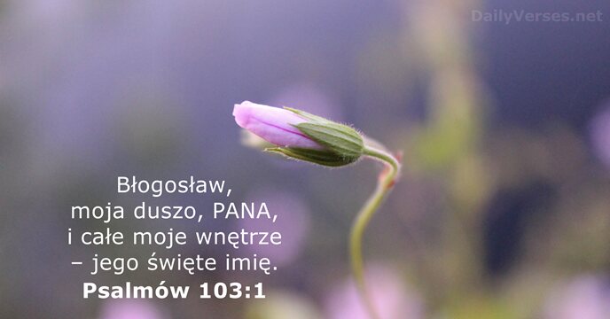 Błogosław, moja duszo, PANA, i całe moje wnętrze – jego święte imię. Psalmów 103:1