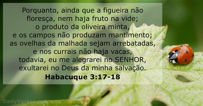 Porquanto, ainda que a figueira não floresça, nem haja fruto na vide… Habacuque 3:17-18
