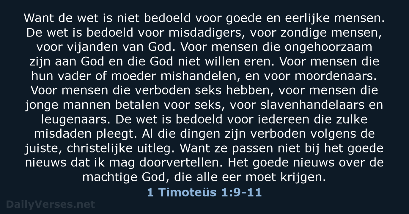 1 Timoteüs 1:9-11 - BGT