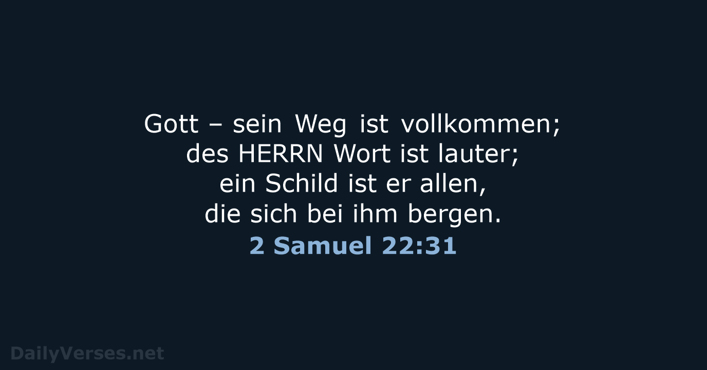 Gott – sein Weg ist vollkommen; des HERRN Wort ist lauter; ein… 2 Samuel 22:31