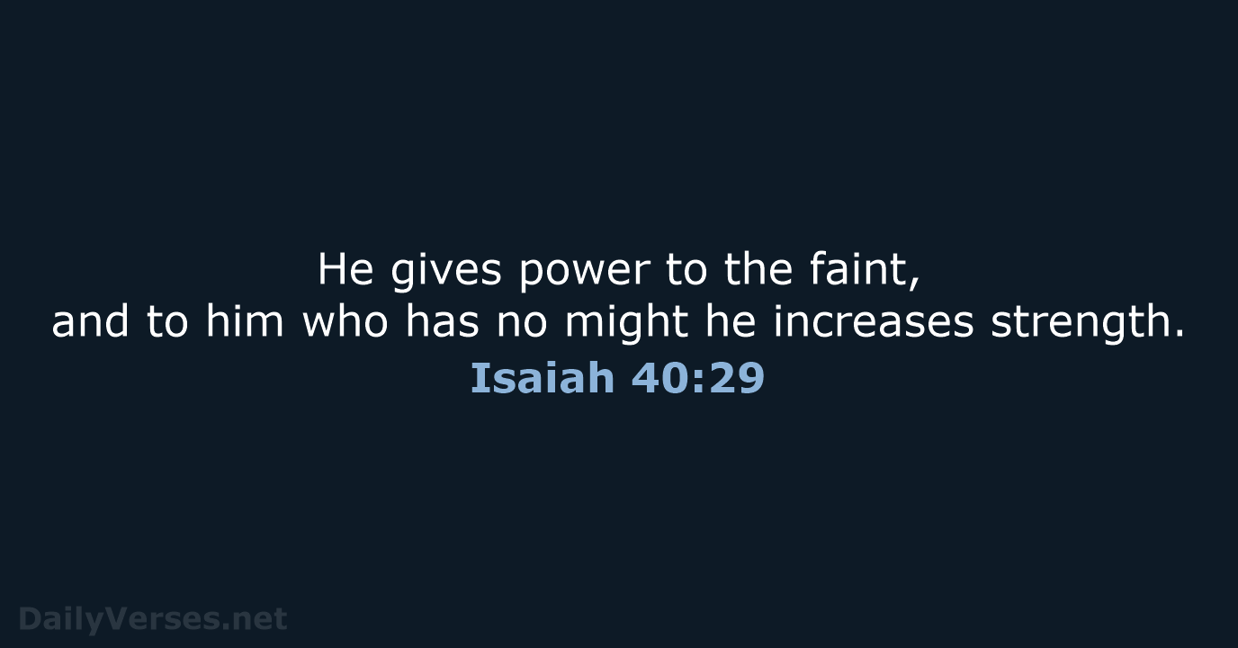 He gives power to the faint, and to him who has no… Isaiah 40:29