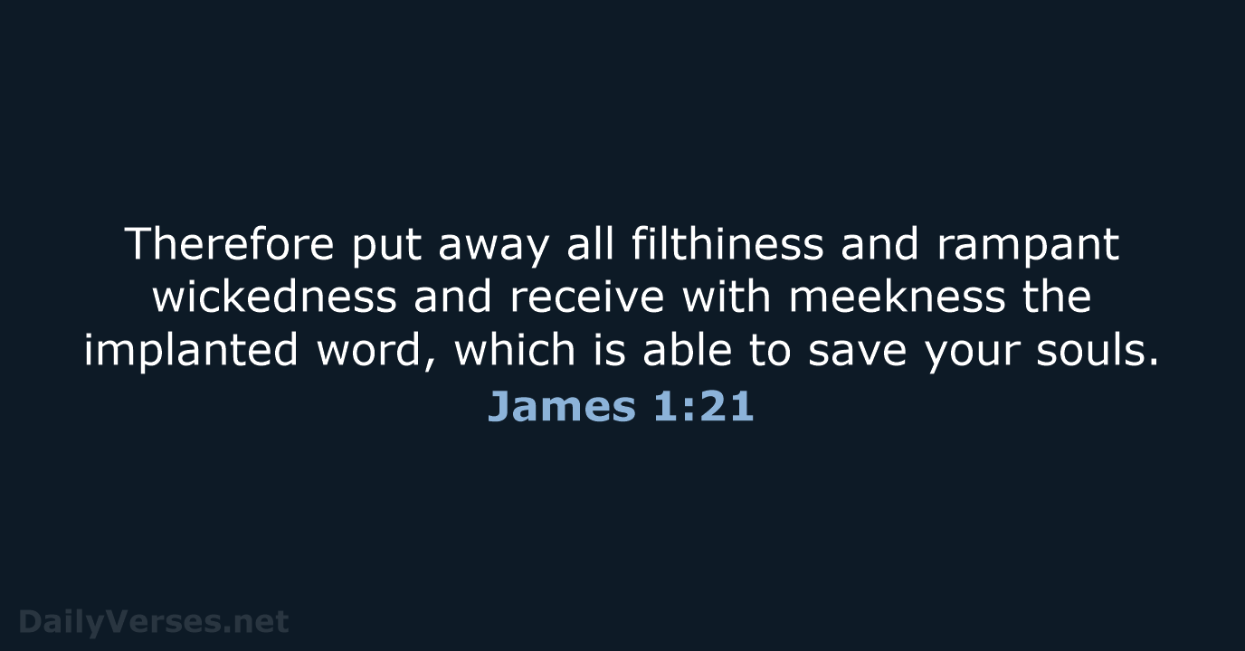 Therefore put away all filthiness and rampant wickedness and receive with meekness… James 1:21