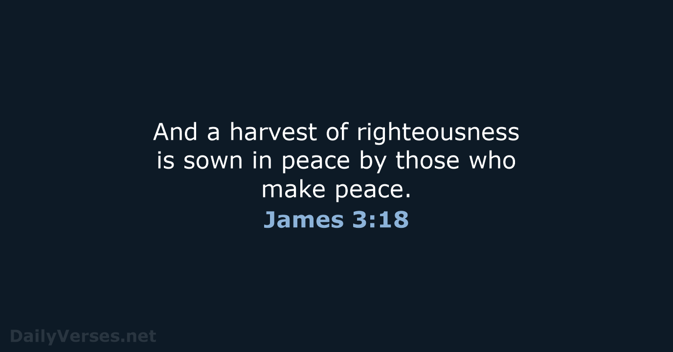 And a harvest of righteousness is sown in peace by those who make peace. James 3:18