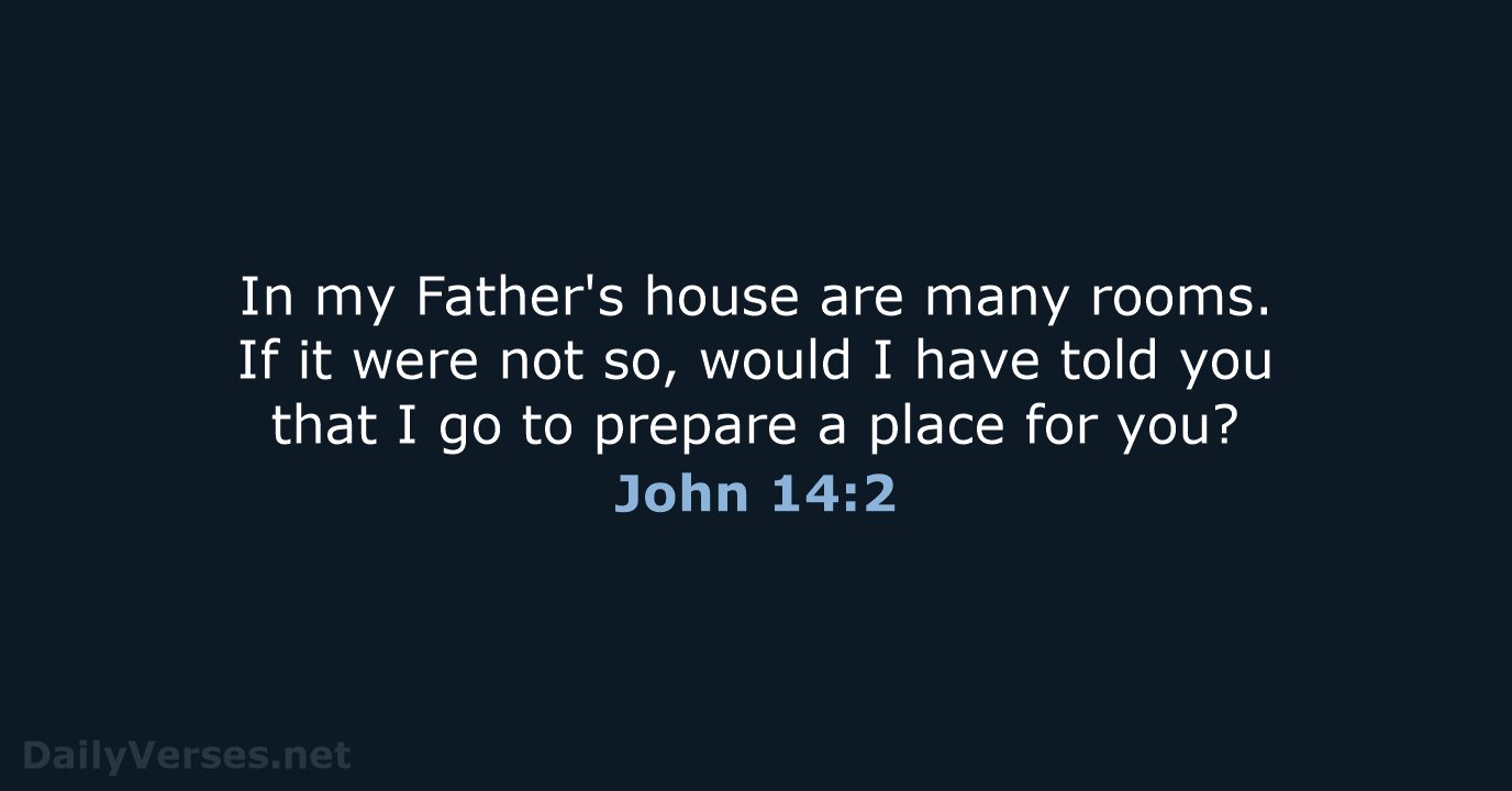 In my Father's house are many rooms. If it were not so… John 14:2