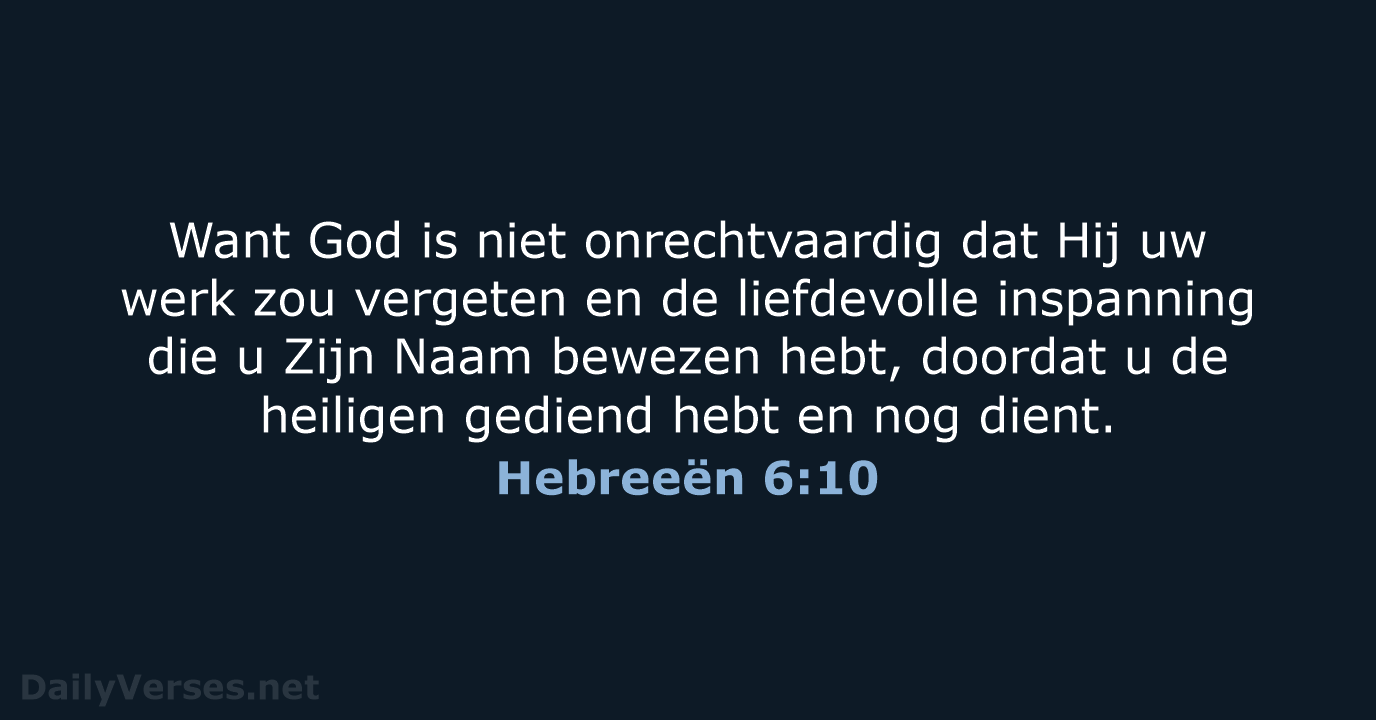 Hebreeën 6:10 - HSV