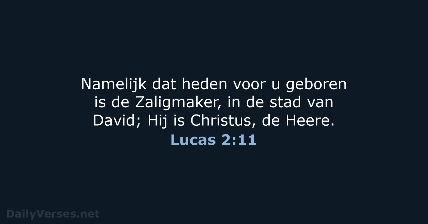 Namelijk dat heden voor u geboren is de Zaligmaker, in de stad… Lucas 2:11