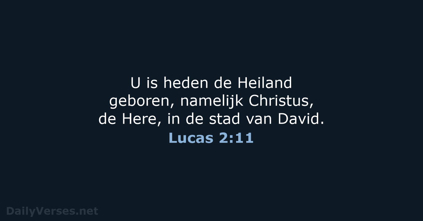 U is heden de Heiland geboren, namelijk Christus, de Here, in de… Lucas 2:11