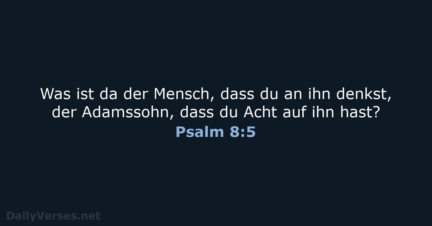 Was ist da der Mensch, dass du an ihn denkst, der Adamssohn… Psalm 8:5