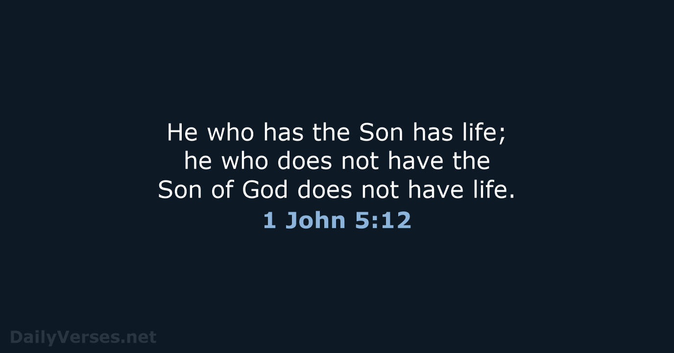 He who has the Son has life; he who does not have… 1 John 5:12