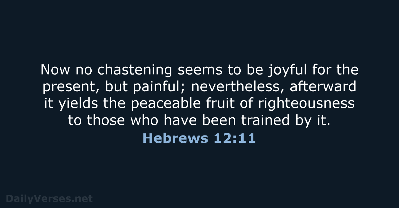 Now no chastening seems to be joyful for the present, but painful… Hebrews 12:11