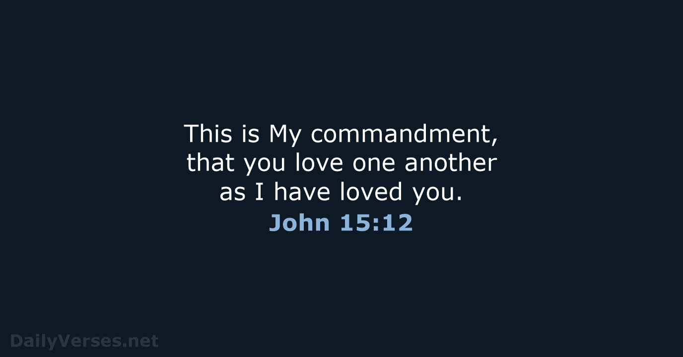 This is My commandment, that you love one another as I have loved you. John 15:12