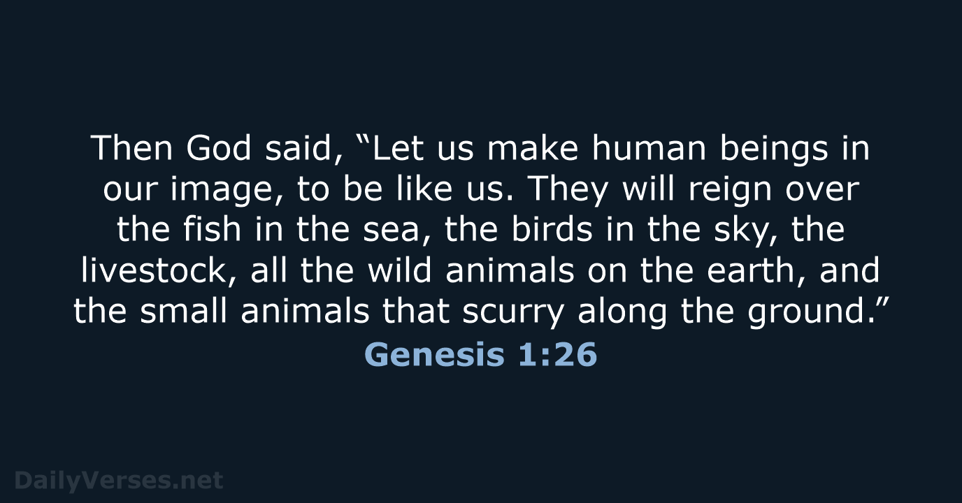 Then God said, “Let us make human beings in our image, to… Genesis 1:26