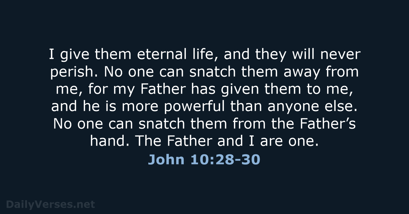 John 10:28-30 - NLT