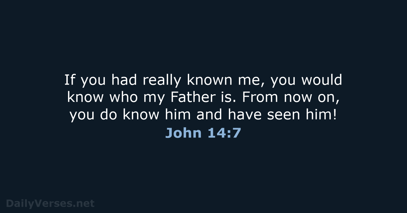 If you had really known me, you would know who my Father… John 14:7