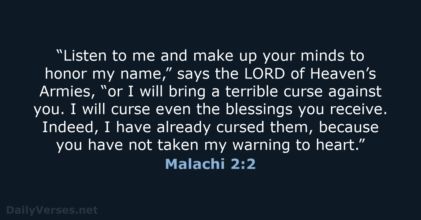 Malachi 2:2 - NLT