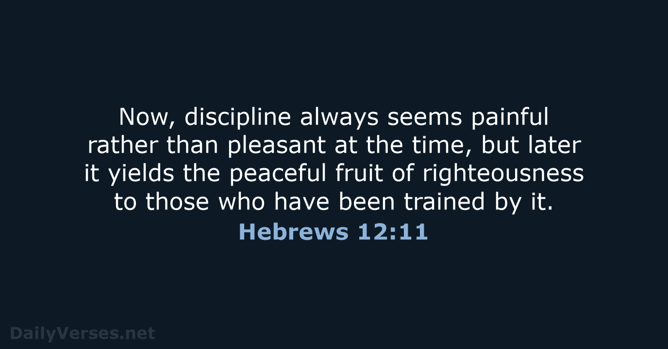 Now, discipline always seems painful rather than pleasant at the time, but… Hebrews 12:11