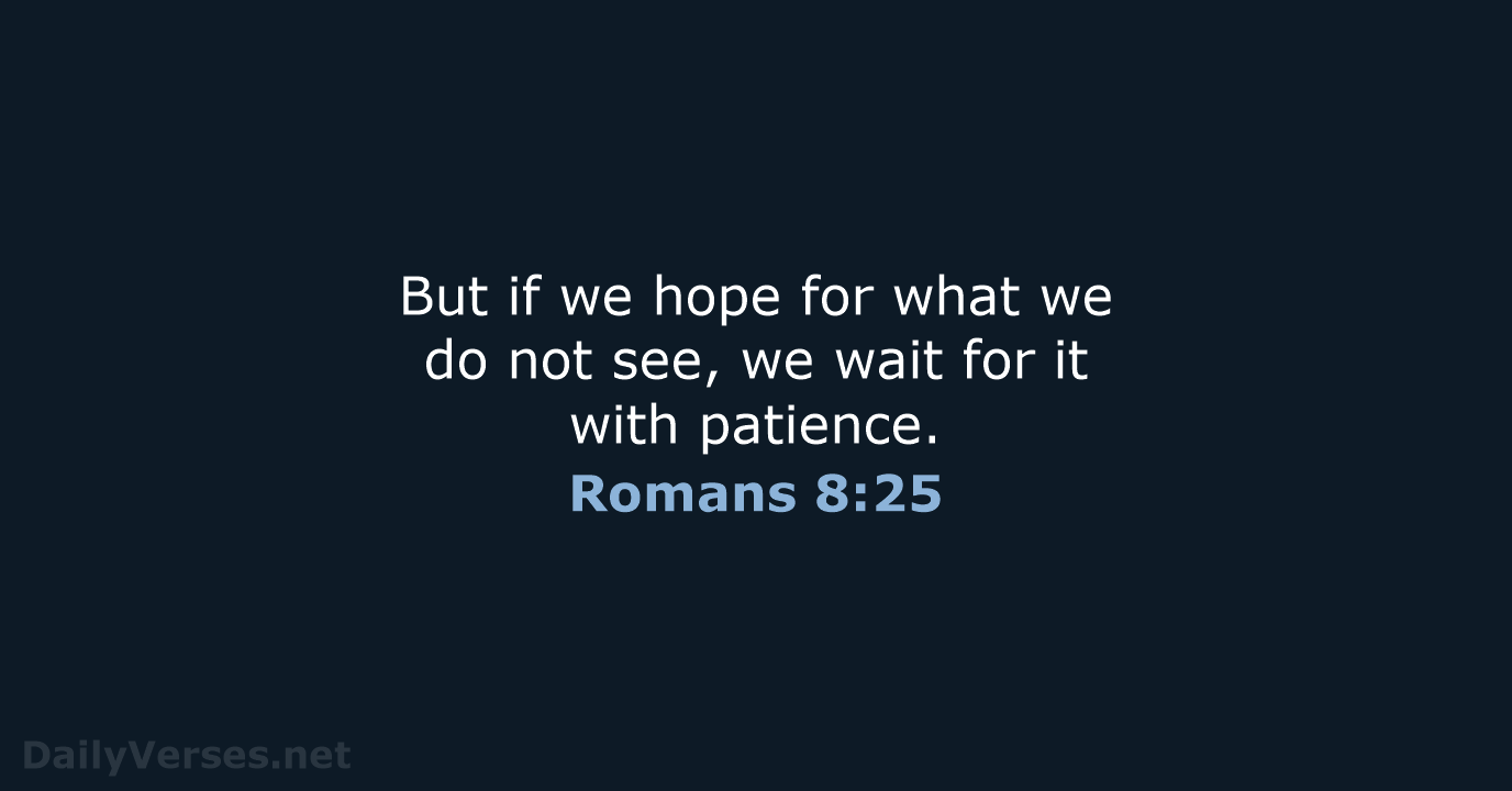But if we hope for what we do not see, we wait… Romans 8:25